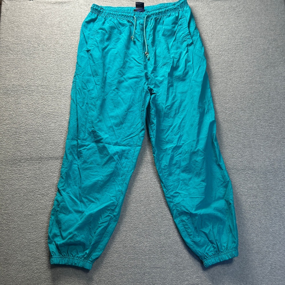 Catalina Parachute Pants‎ Womens XL Teal Nylon Retro Windbreaker Joggers Y2K